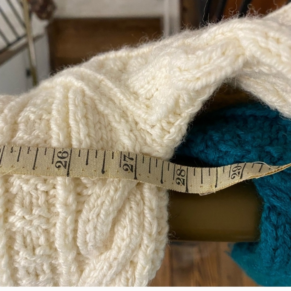 Chunky Hand Knit Wool Cardigan Cream - Picture 6 of 9